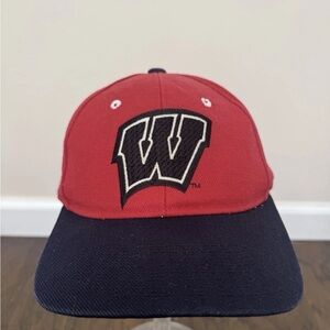 Vintage Wisconsin Badgers Zephyr Snapback Hat Red Black w/ Logo